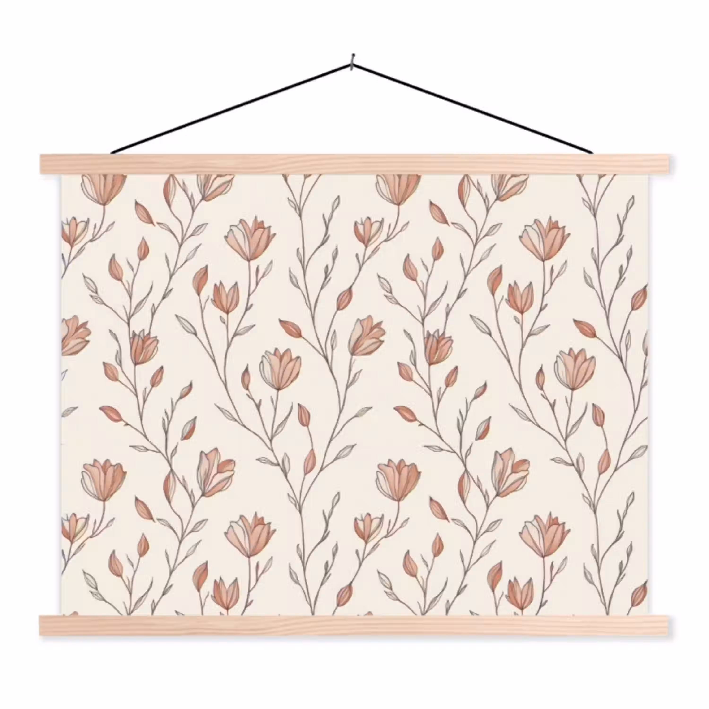 Patroon - Klassiek - Roze textielposter latten blank klein 122 -3d
