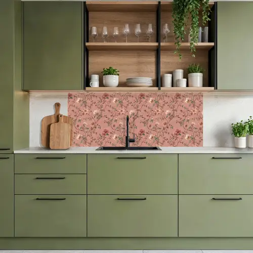 Botanisch - Bloemen - Roze keuken achterwand 2 middel 871 -sfeer3