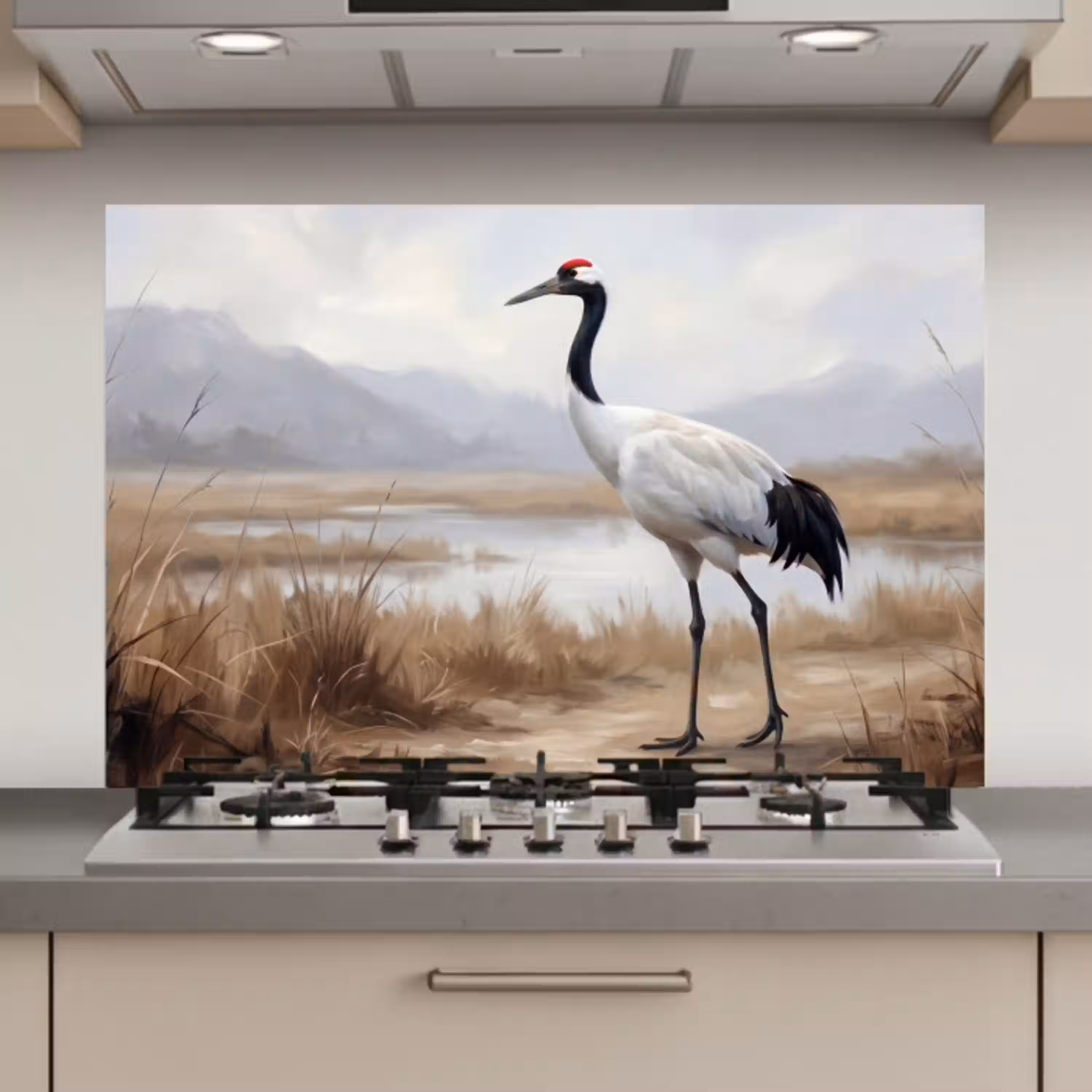 Kraanvogel - Natuur - Realistisch keuken achterwand spatscherm klein -3d_website