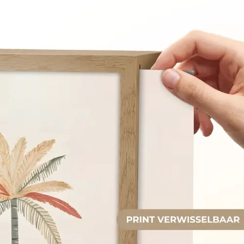 Palmbomen - Heuvels - Minimalistisch - Zachtroze Light Box met batterij (Wandlamp) middel -USP_websiteprintNL