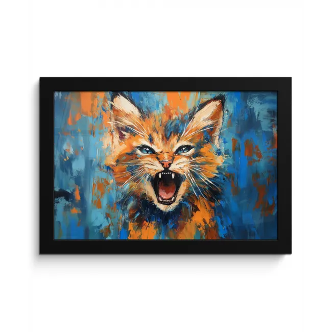 Kat - Kleurrijk - Oranje - Blauw fotolijst zwart zonder passe partout klein -3d