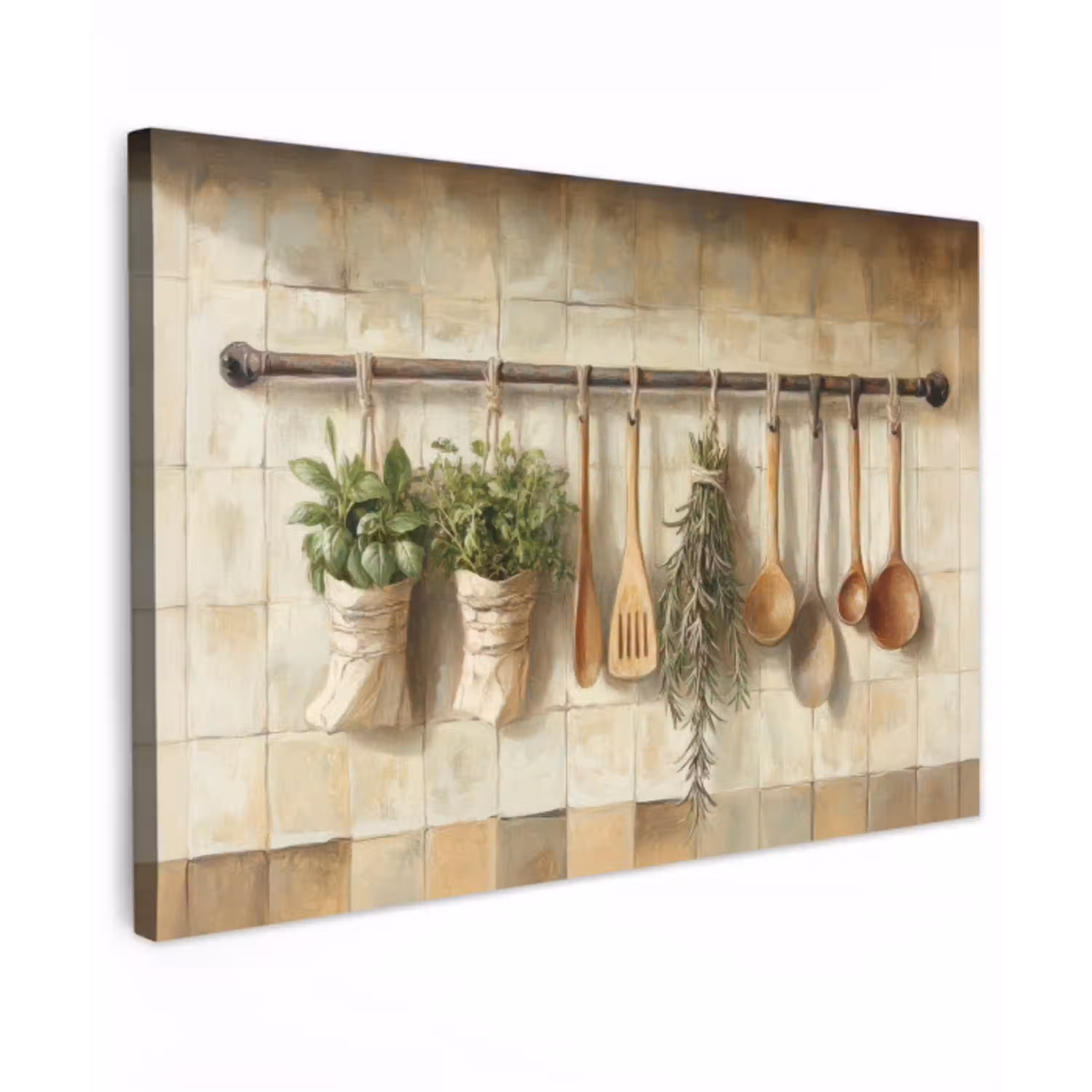 Hout - Keukengerei - Stilleven - Tegels canvas 2cm klein -z3d