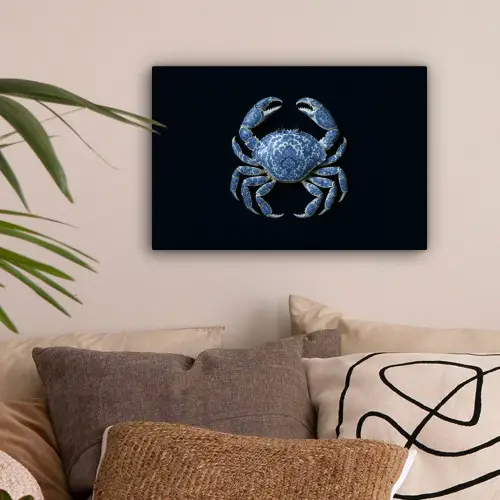 Krab - Delfts blauw - Dieren canvas 2cm klein -sfeer1