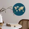 Wereldkaart - Donkerblauw - Beige Wandcirkel behangsticker klein -sfeer3