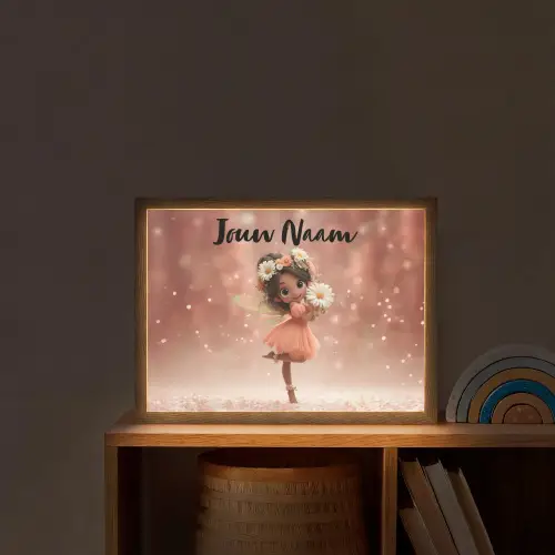 Bloemenfee - Roze - Meisje Light Box met batterij (Wandlamp kind) middel -sfeer1_kind