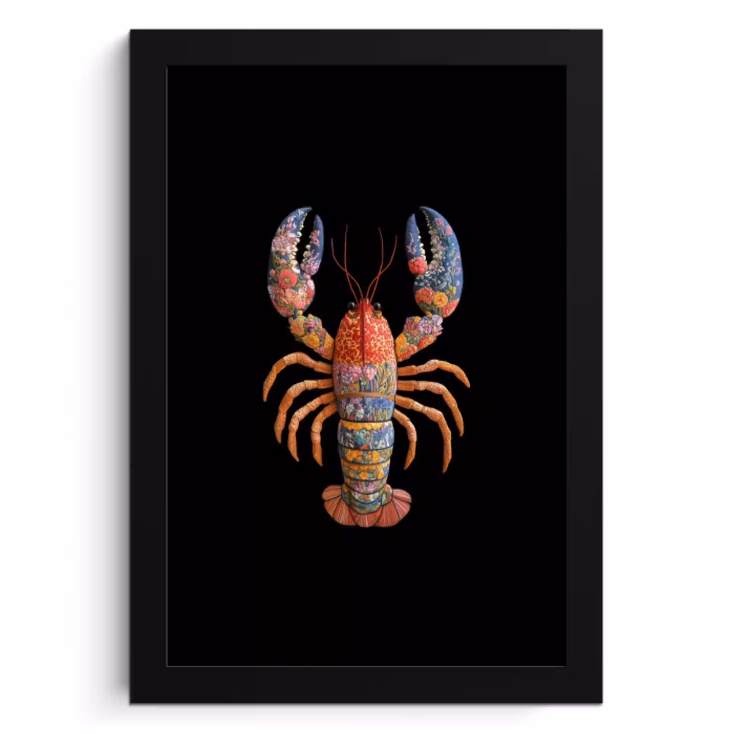 Kreeft - Borduur - Kleurrijk - Bloemen KitchenYeah - Keuken - Fotolijst klein -3d