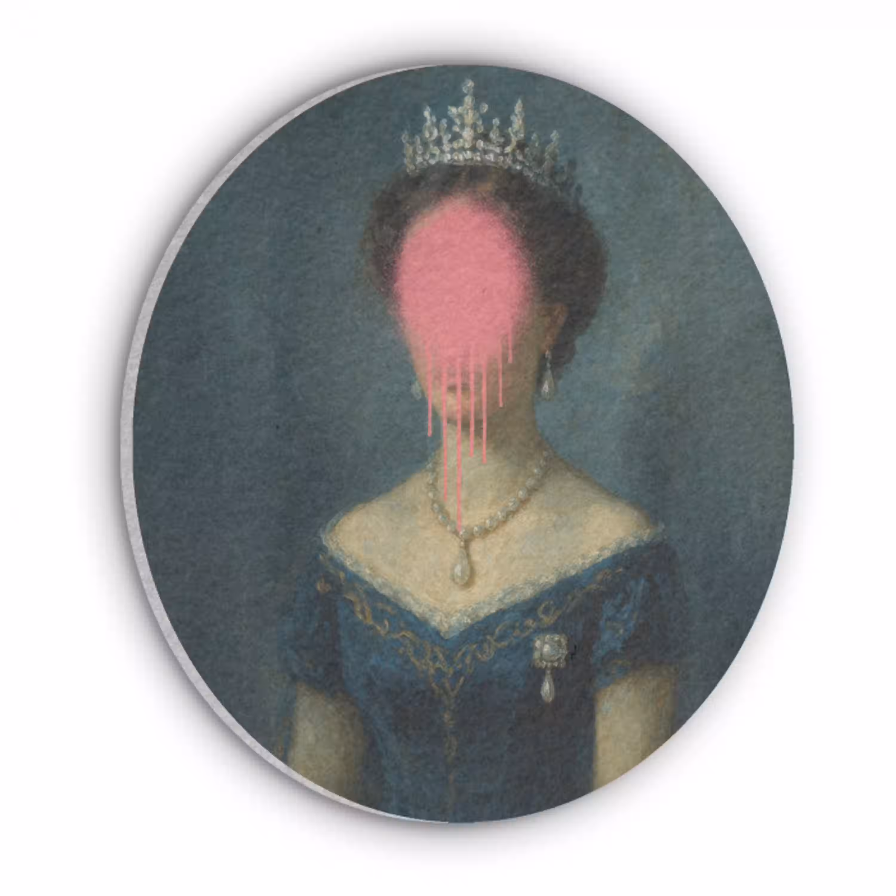 Kroon - Roze druipend verf - Portret Akoestische PET Vilt - Rond klein -3d