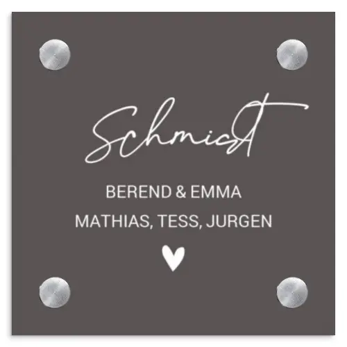 Grijs - Sierlijk Naambord Vierkant klein -3d