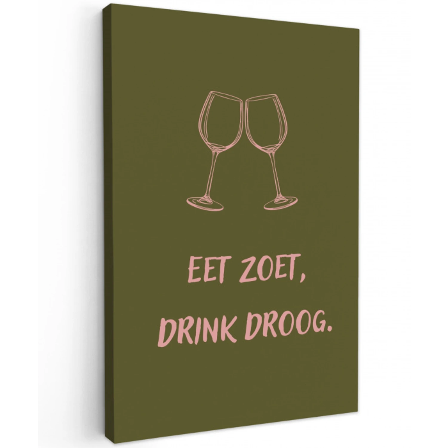 Roze - Groen - Wijn - Quote Tuinposter op houten frame 2 cm dik klein -3d
