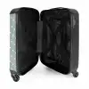Grijsgroene achtergrond met witte hartjes NBS - Handbagage koffer - Kinderen Unisex middel -binnenkant