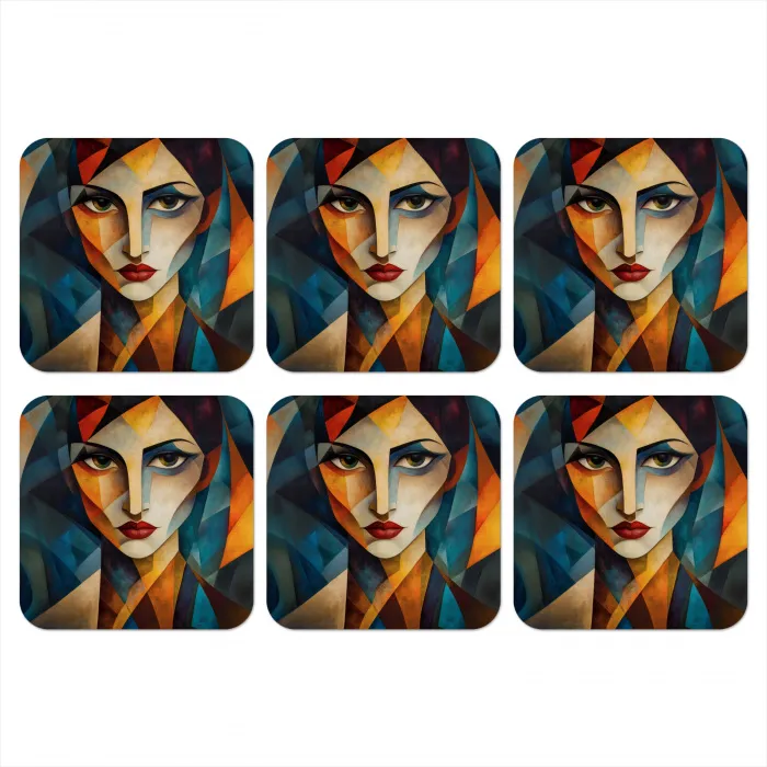 Portret - Abstract - Vormen onderzetter kurk middel -3d