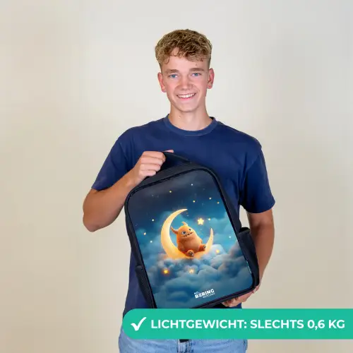 Oranje monster op maansikkel Rugzak - Zwart middel -sfeer7_NL