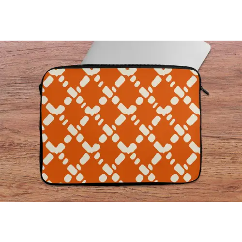 Oranje - Ruitpatroon - Wit laptophoes neopreen klein 279 -tafel