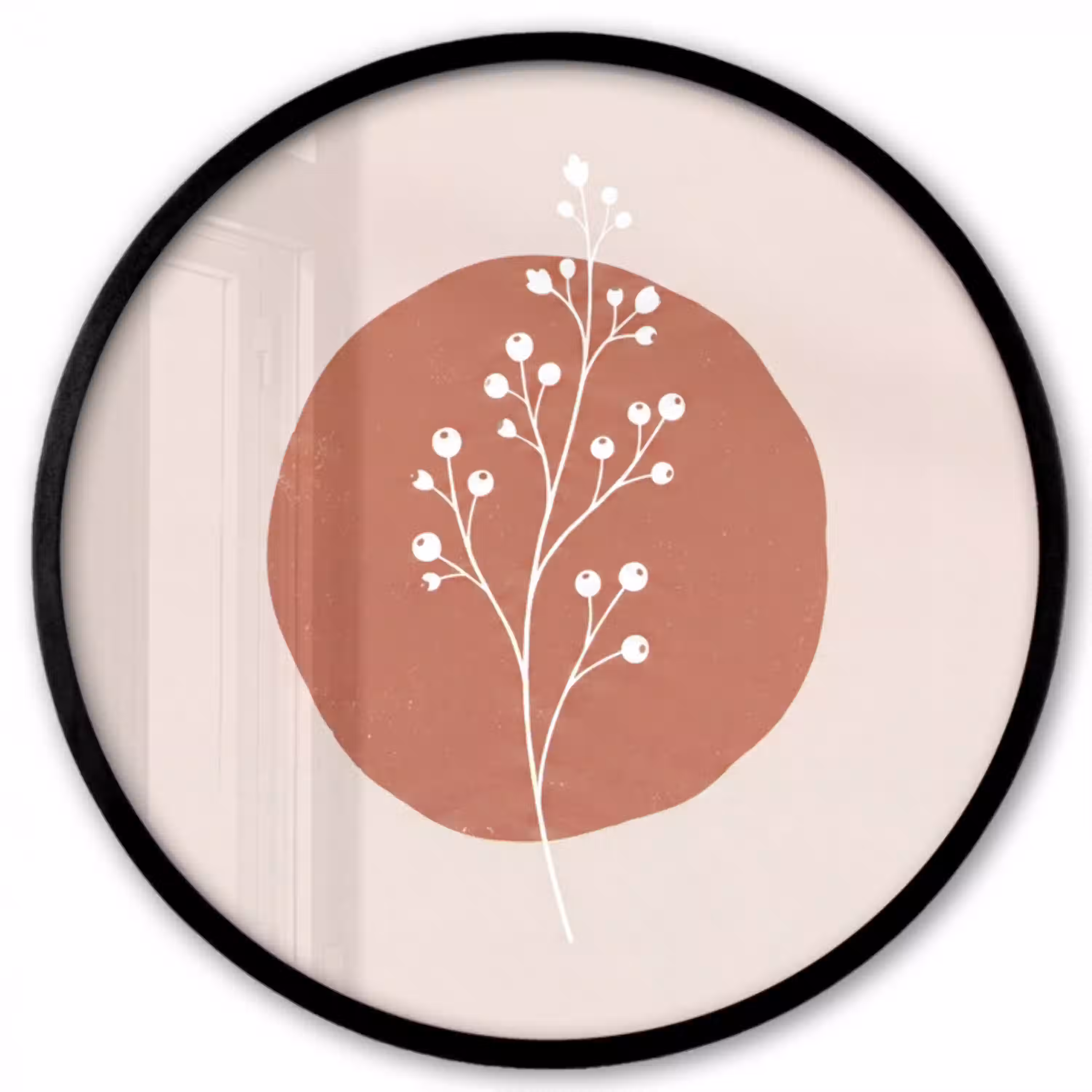 Plant - Tak - Abstract - Modern - Wit Fotolijst rond zonder passe partout klein -3d