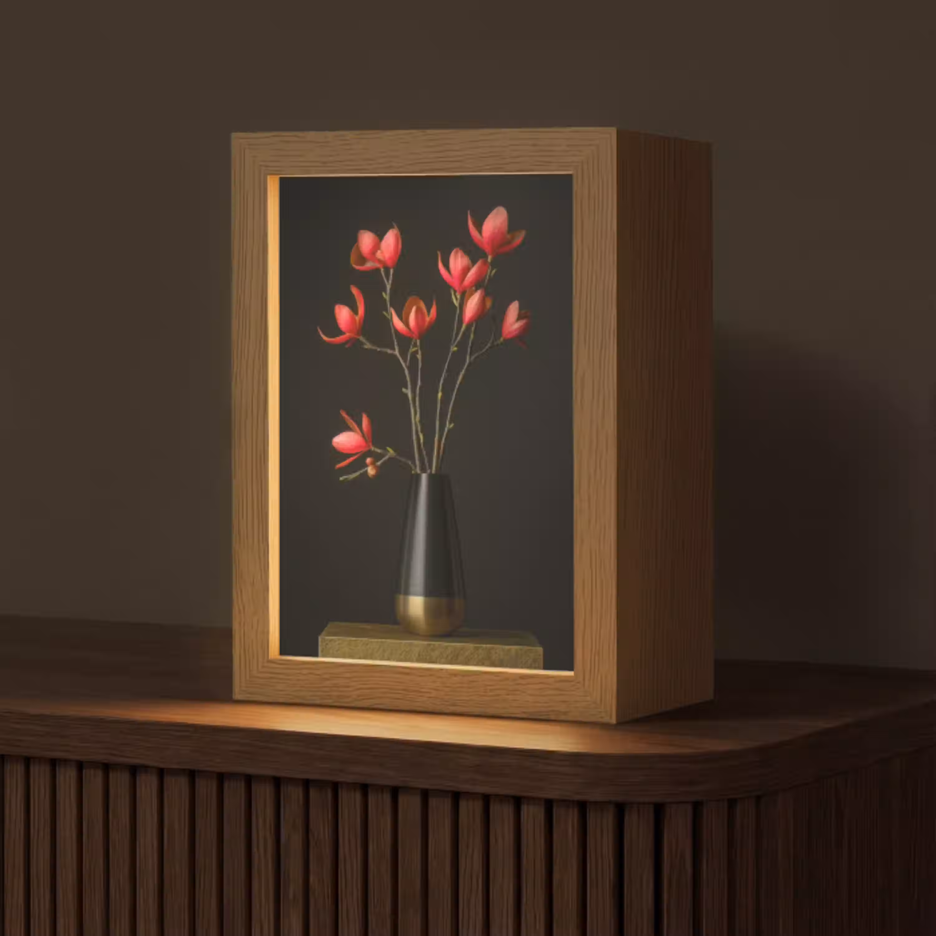 Rode - Bloemen - Vaas Light Box met kabel (Tafellamp) klein -z3d_website