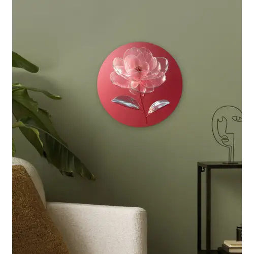 Sierlijk - Bloem - Roze - Glazen Wandcirkel plexiglas klein -sfeer3