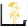 Lijntekening - Bloemen - Geel - Vaas Inductie beschermer vinyl 3mm middel -3d