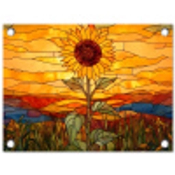 Zonnebloem - Mozaïek - Zonsondergang - Geel tuinposter los doek klein -3d