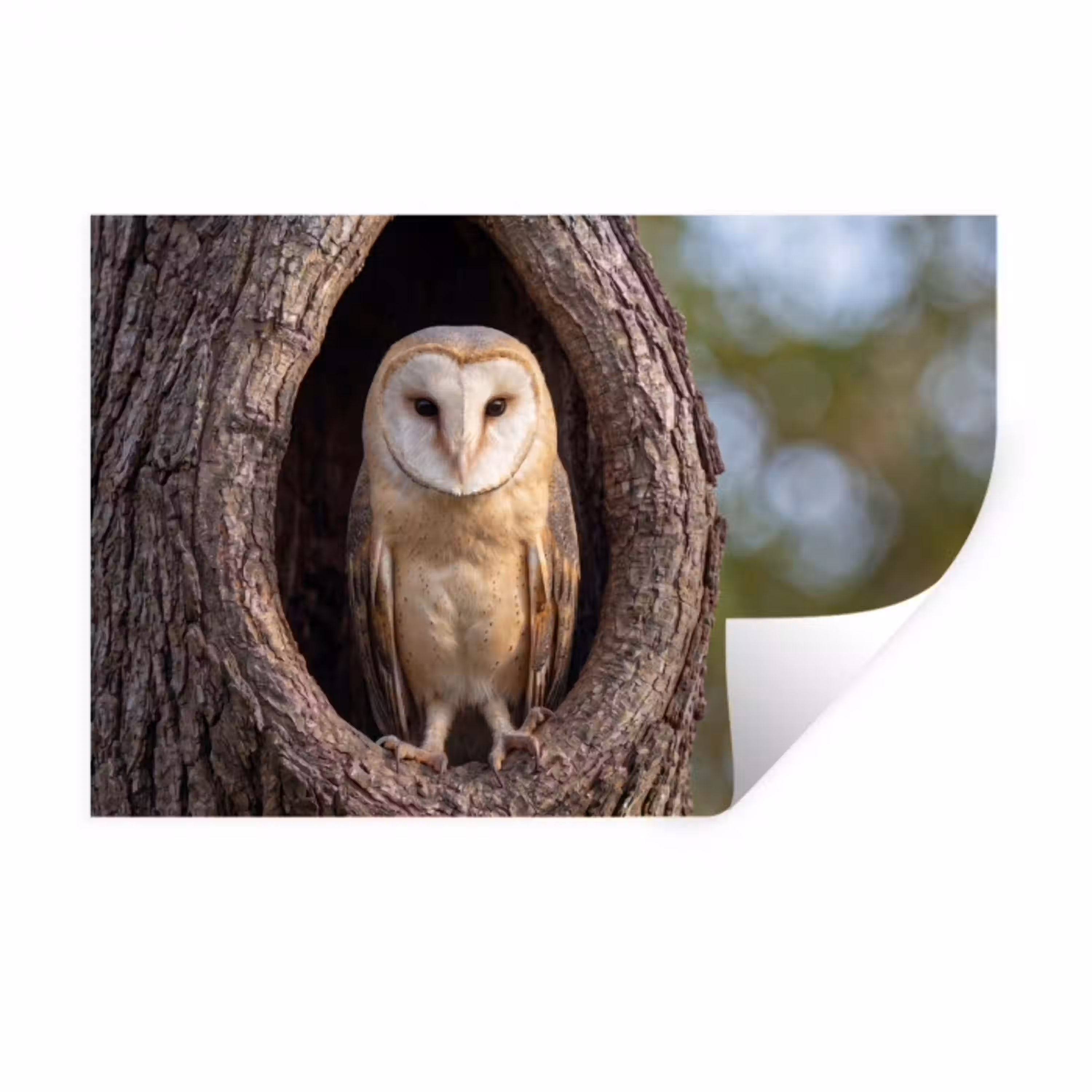 Kerkuil - Boom - Natuur - Bruin Muursticker klein -3d