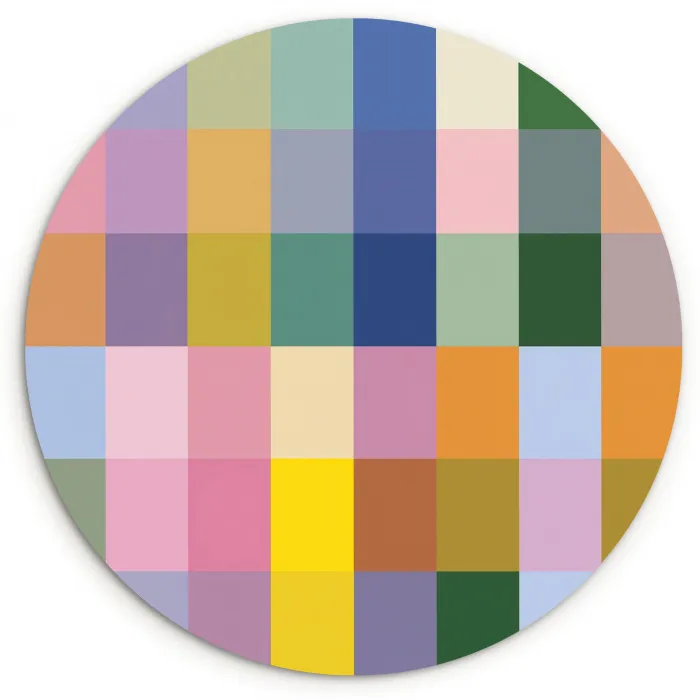 Blokken - Vierkant - Patroon - Gekleurd Wandcirkel kunststof plaat 5mm dik klein -3d