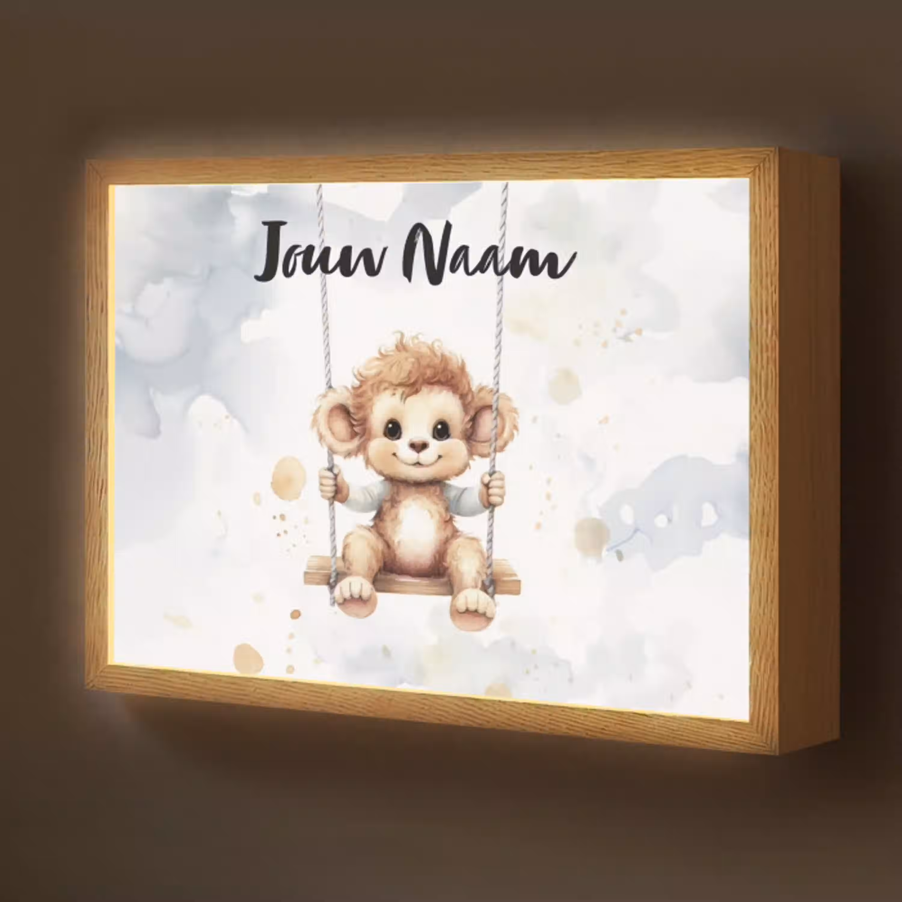 Aap - Dier - Kinderen Light Box met batterij (Wandlamp kind) middel -z3d_website