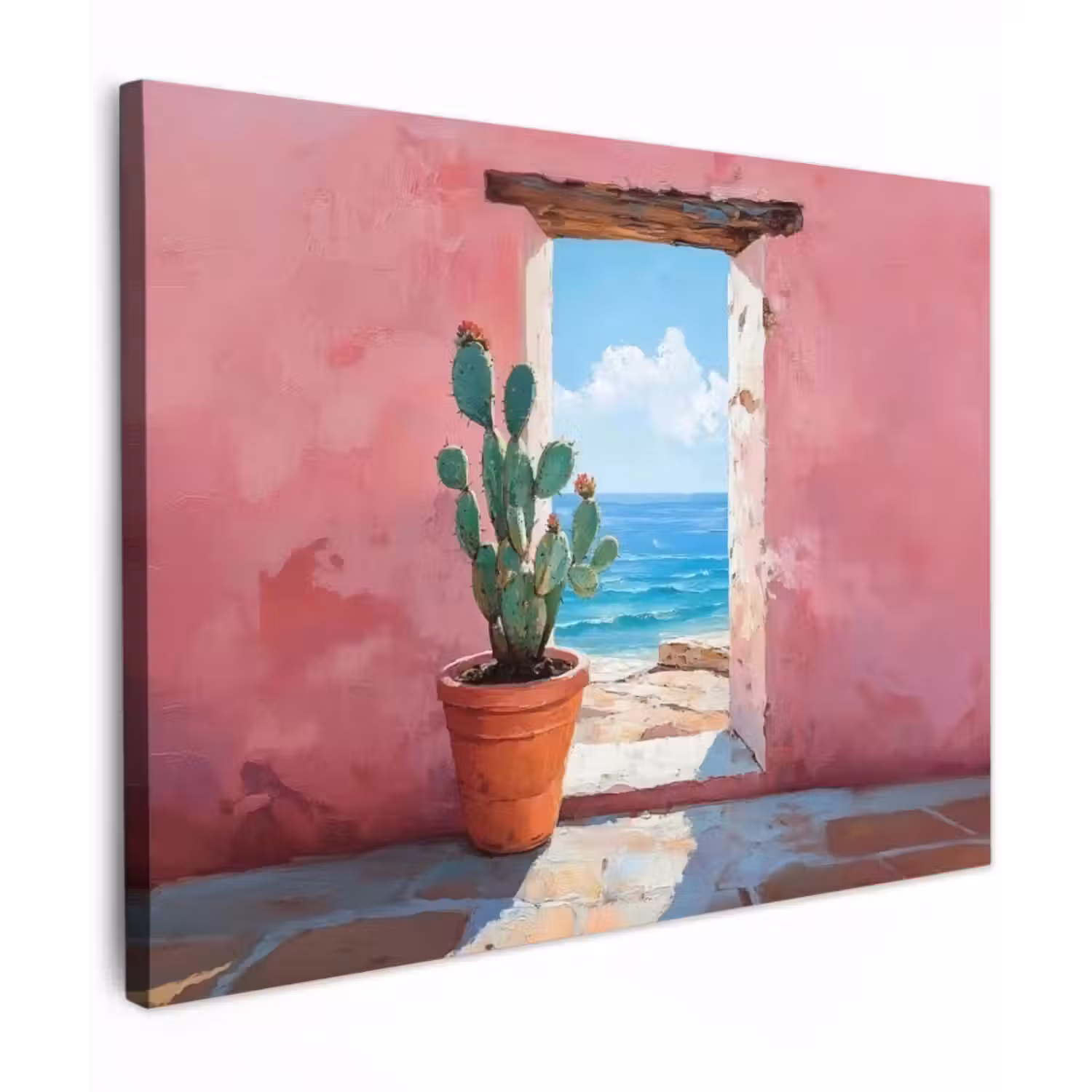 Leinwandbild - Meer - Rosa - Kaktus