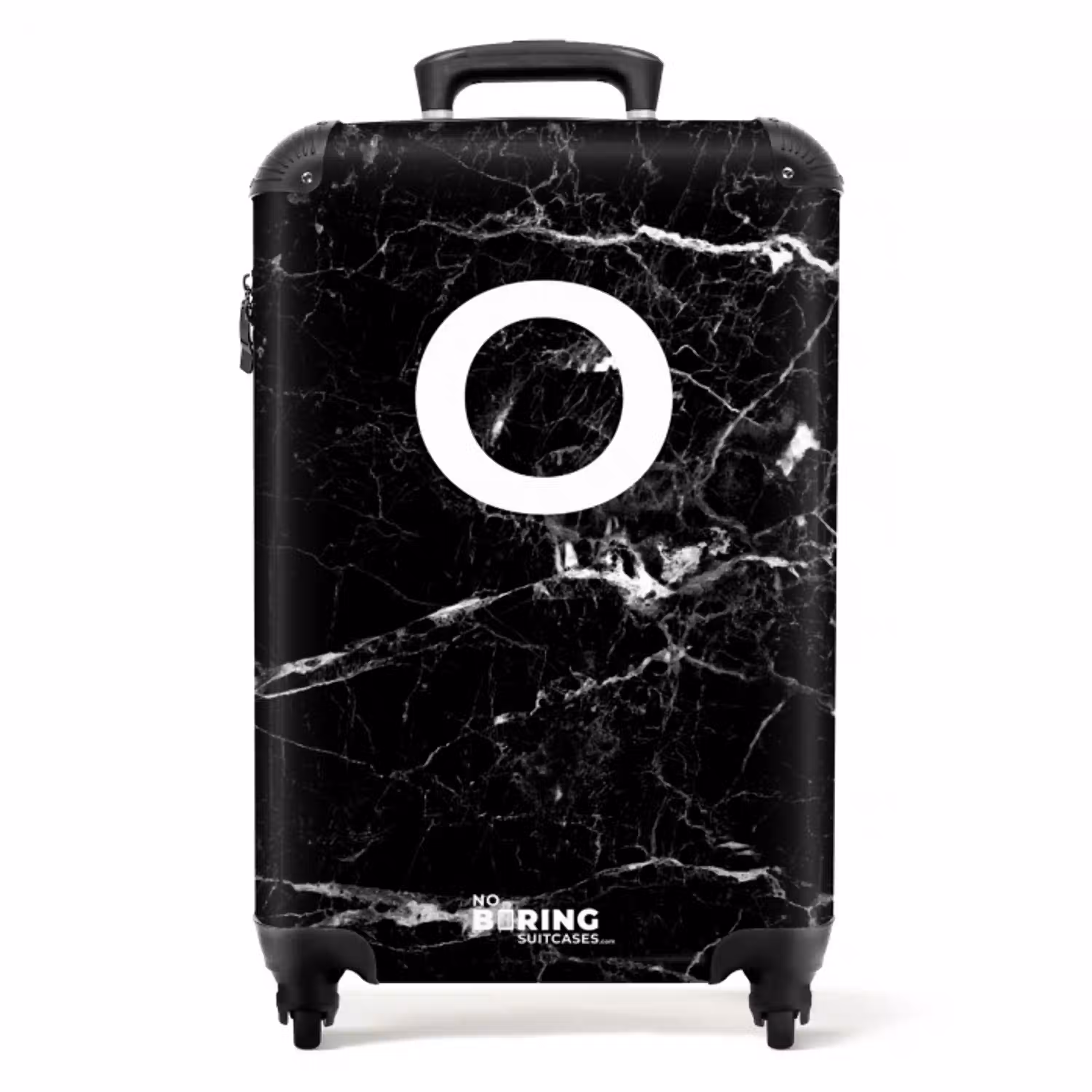 Marmer - Letter O - Zwart - Luxe NBS - Handbagage koffer - Unisex middel -productfoto_recht