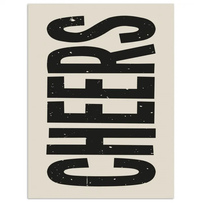 Cheers - Japandi - Zwart - Letters poster papier klein -3d