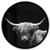 Schotse Hooglander - Koe - Zwart - Wit - Dieren Fotolijst rond zonder passe partout klein -3d