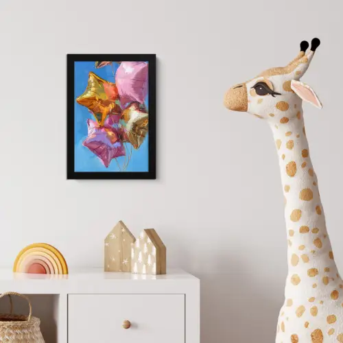 Ballonnen - Goud - Stervorm - Roze fotolijst zwart zonder passe partout klein -usfeer4_kinderkamer