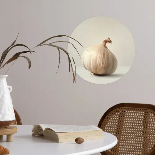 Knoflook - Natuurlijk - Beige Wandcirkel behangsticker klein -sfeer3