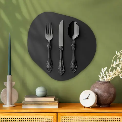 Bestek - Zwart Wandcirkel Organisch Aluminium middel -sfeer2