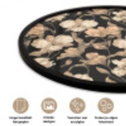 Orchideeën - Lijntekening - Patroon - Beige - Zwart Fotolijst rond zonder passe partout klein 856 -closeup_NL