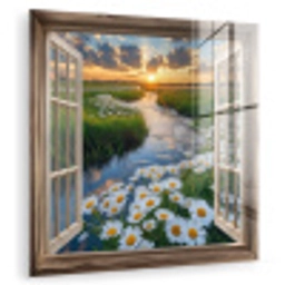 Doorkijk - Landschap - Raam - Water - Zonsondergang plexiglas 5mm klein -zzzproduct_nieuw