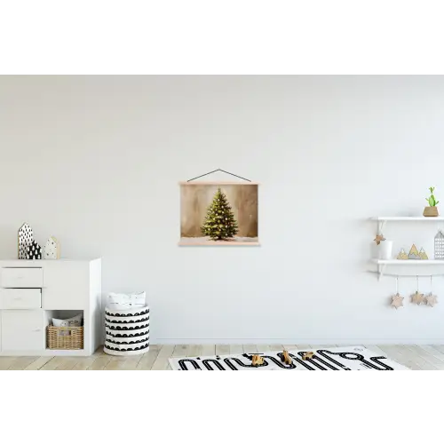 Kerst - Sfeer - Groen textielposter latten blank klein -kinderkamer