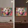 Vrouw - Kauwgom - Graffiti - Neonkleuren Light Box met batterij (Wandlamp) middel -sfeer3
