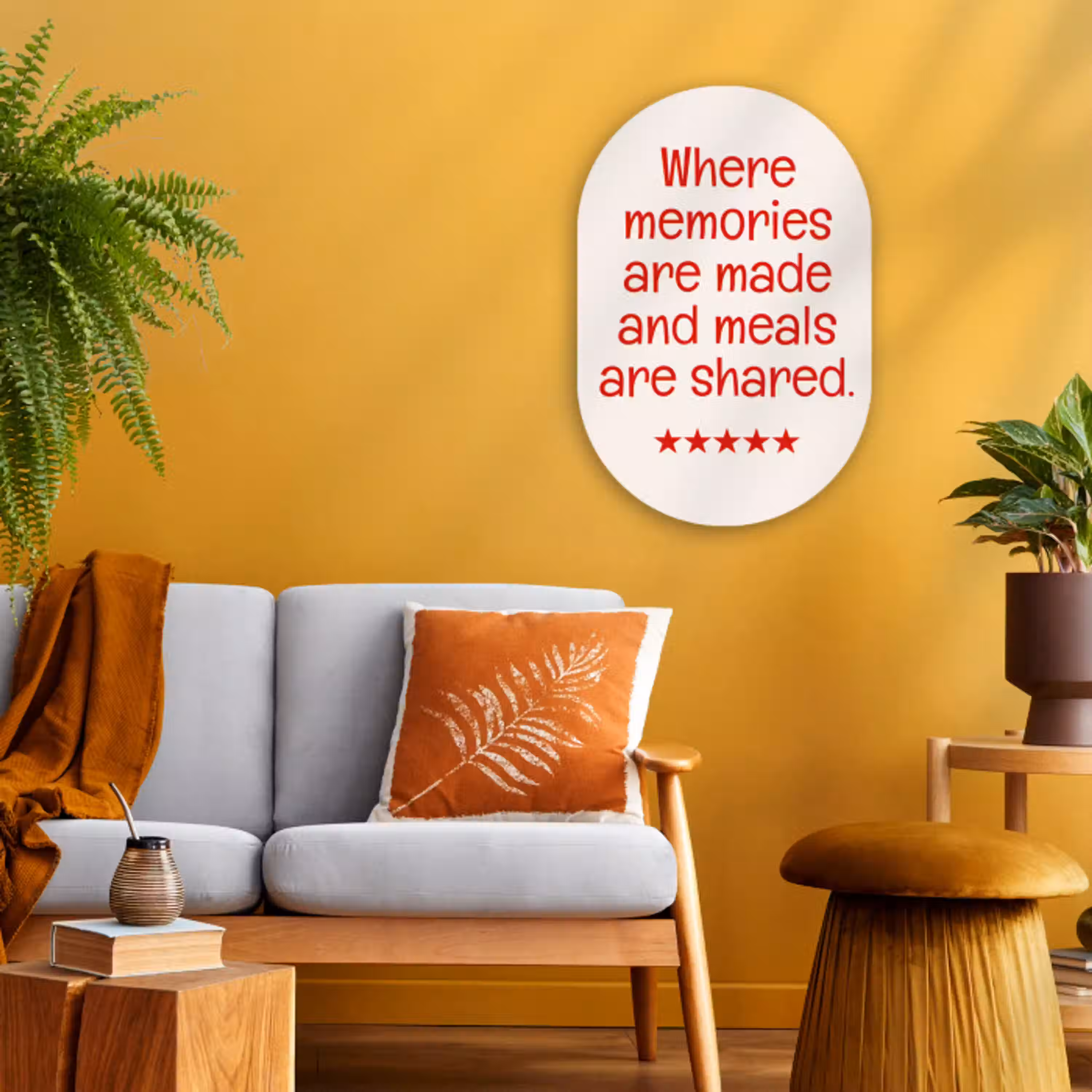Quote - Sterren - Rood - Memories Wandcirkel Ovaal Forex klein -sfeer4