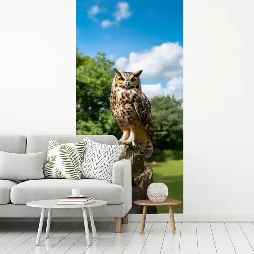 Uil - Boomstronk - Bos - Lucht fotobehang vinyl groot -woonkamer