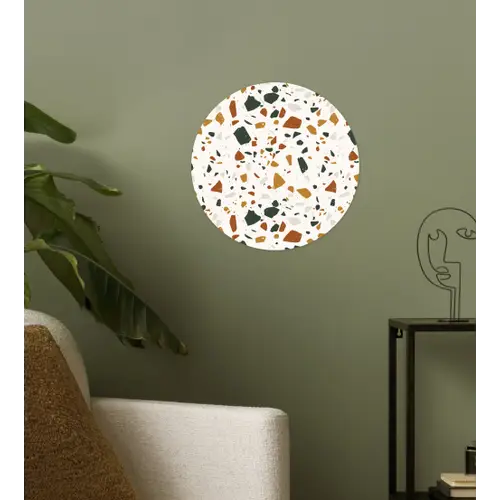 Terrazzo - Patroon - Wit - Terra Wandcirkel behangsticker klein 186 -sfeer2