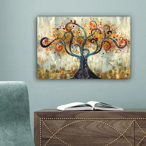 Kunst - Levensboom - Botanisch - Abstract canvas 2cm klein -sfeer4