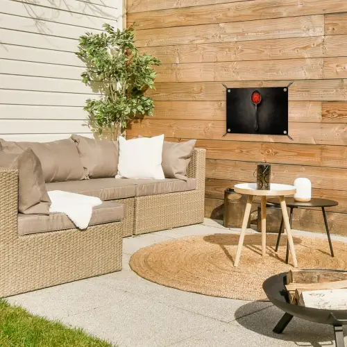 Zwart - Lepel - Caviar tuinposter los doek klein -sfeer4