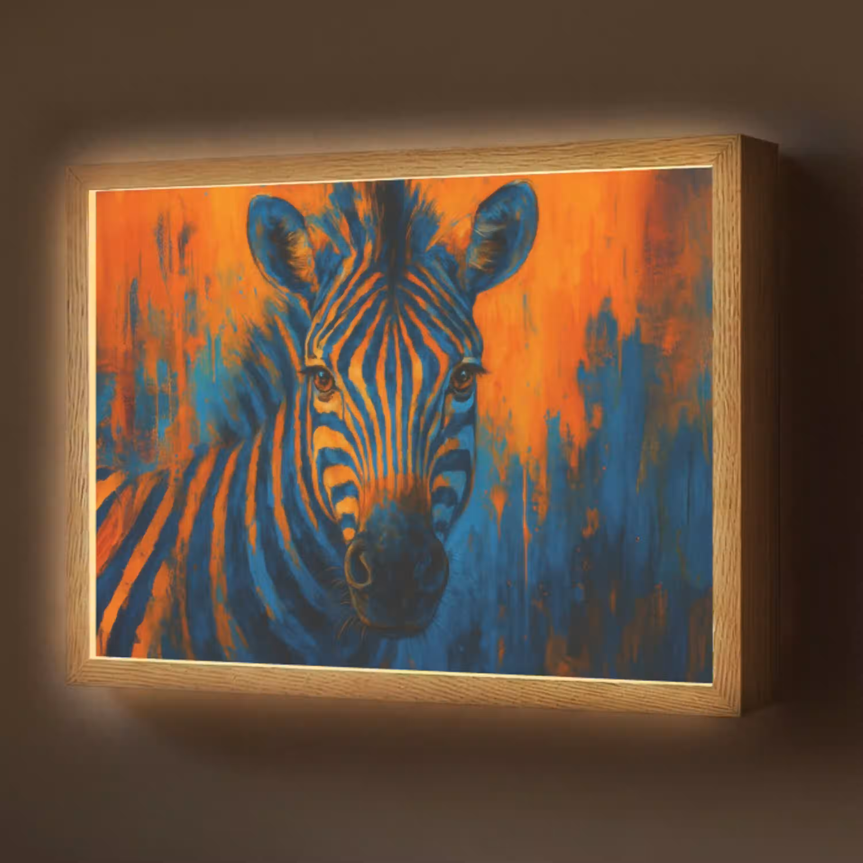 Zebra - Abstract - Blauw Light Box met batterij (Wandlamp) middel -z3d_website
