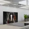 Paard - Dieren - Zwart - Luxe - Modern keuken achterwand spatscherm klein -3d_schuin