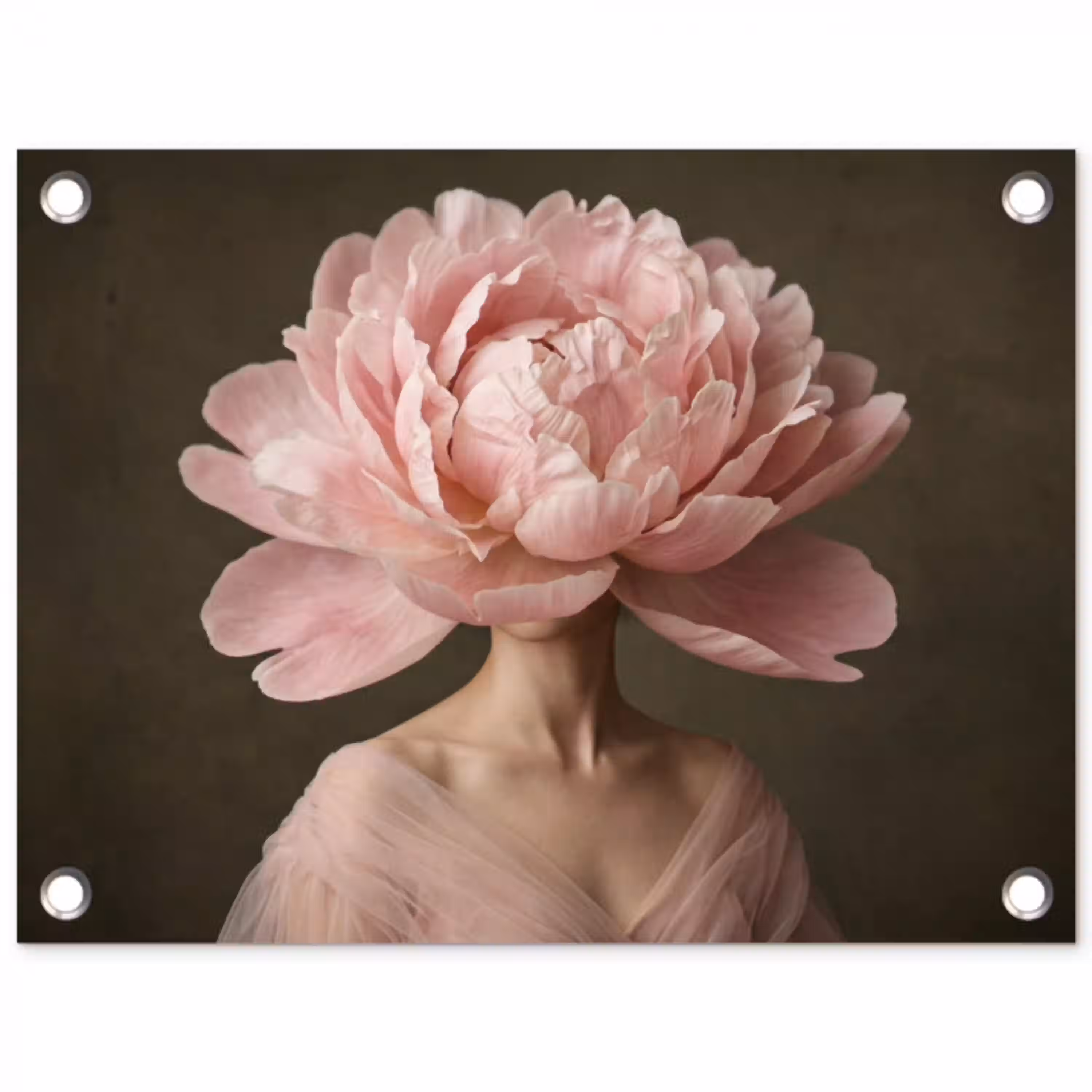 Gezicht - Roos - Roze tuinposter los doek klein -3d