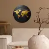 Wereldkaart - Goud - Steen Wandcirkel behangsticker klein -sfeer1