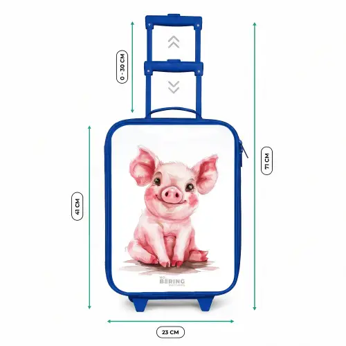 Roze baby varken Kinderkoffer - Blauw klein -productfoto_formaten