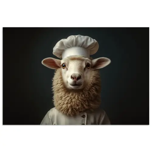 Schaap - Wol - Kok poster papier klein -3d