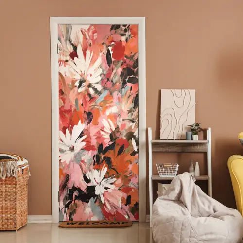 Bloemen - Kunst - Abstract - Verf deurposter klein -sfeer1