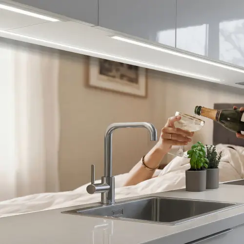 Champagne - Bed - Bubbels keuken achterwand 2 middel -3d_schuin