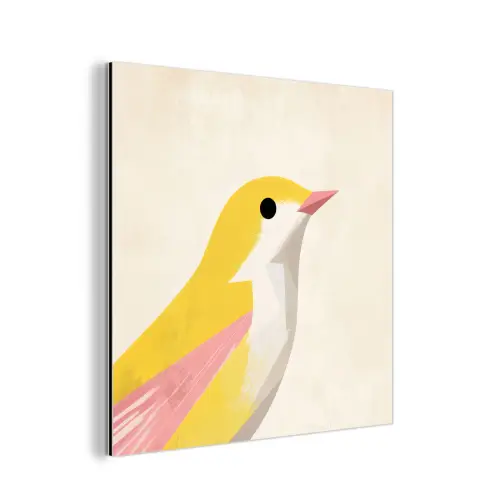 Vogel - Minimalistisch - Geel aluminium wit klein -3d